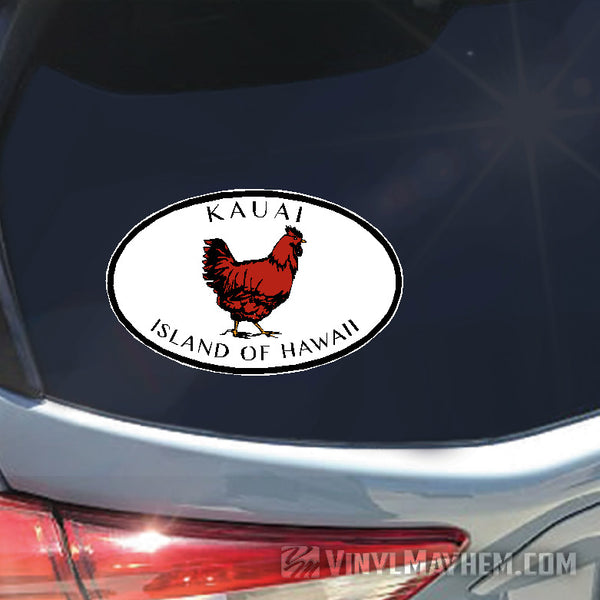Hawaii Kauai Island Chicken Oval sticker - Vinyl Mayhem