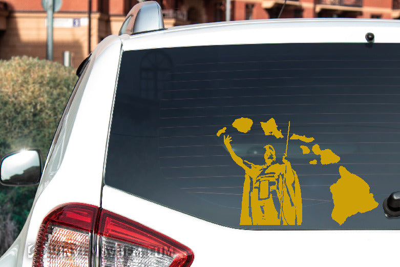 Hawaiian Islands King Kamehameha Statue vinyl sticker