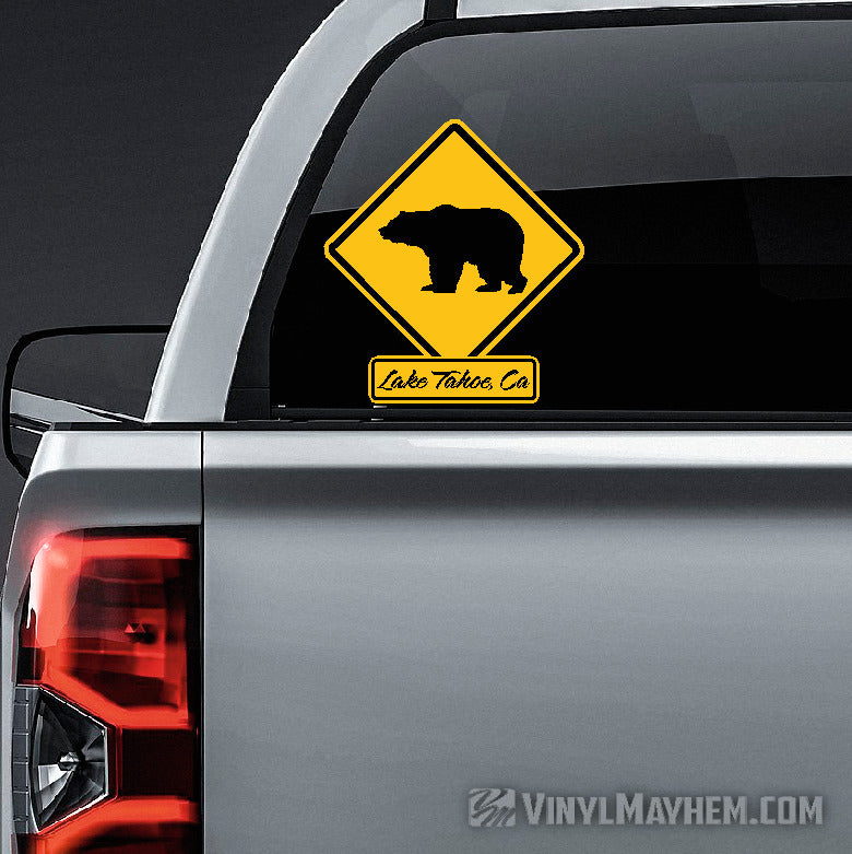 Lake Tahoe bear crossing caution road traffic sign sticker
