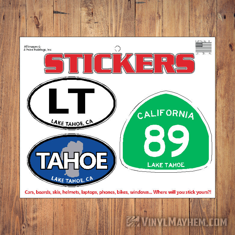 Lake Tahoe California Route 89 California highway sticker sheet