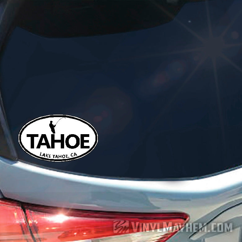 Lake Tahoe California fishing oval sticker