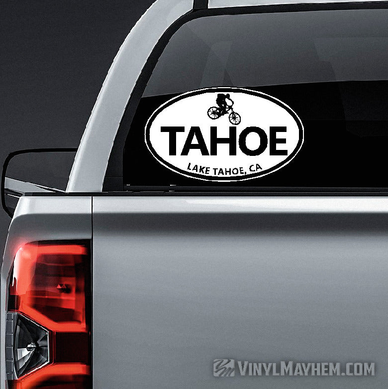 Lake Tahoe California mountain biking oval sticker