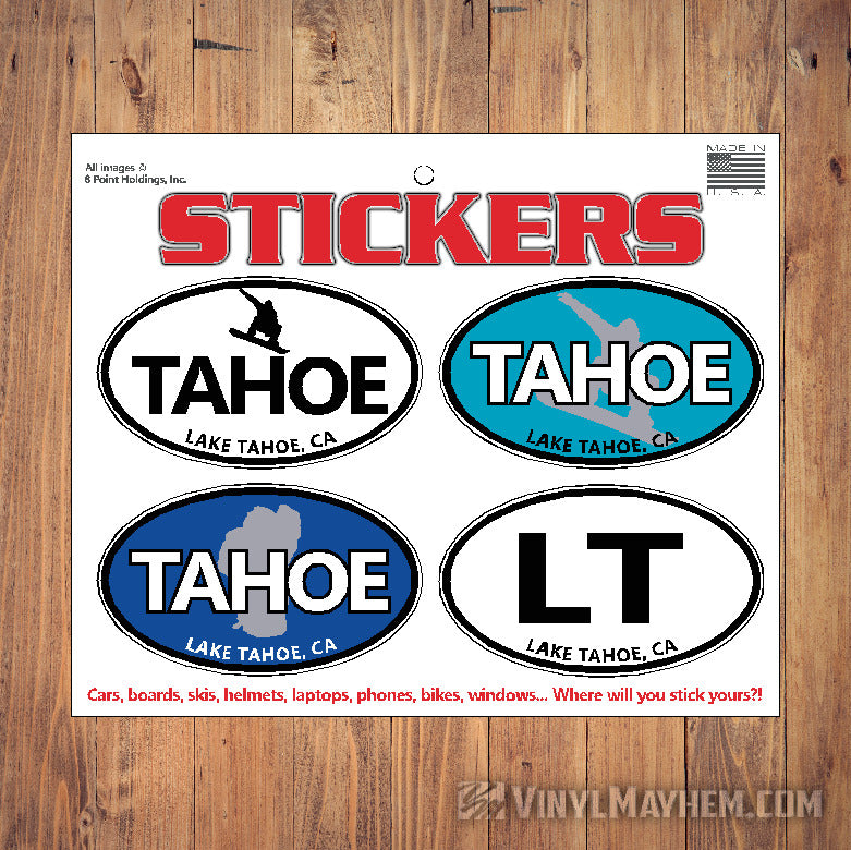 Lake Tahoe California Snowboarding sticker sheet