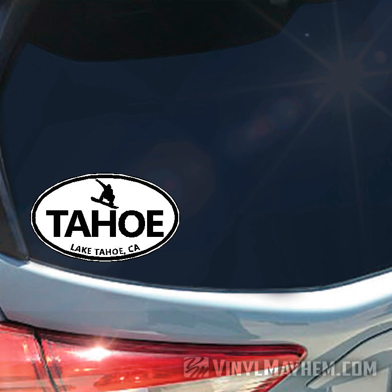 Lake Tahoe California snowboarding oval sticker