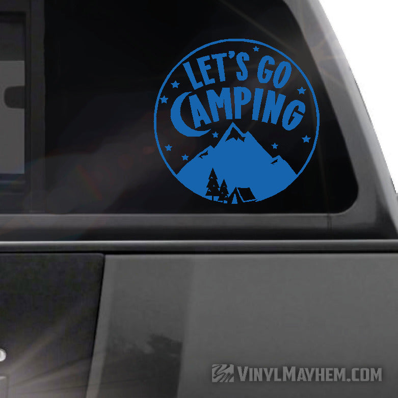 Let&#39;s Go Camping circle vinyl sticker