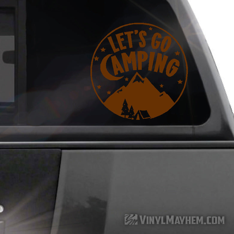 Let&#39;s Go Camping circle vinyl sticker