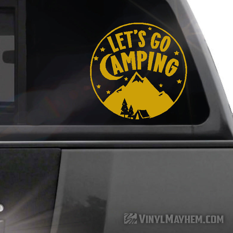 Let&#39;s Go Camping circle vinyl sticker