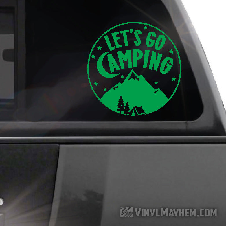 Let&#39;s Go Camping circle vinyl sticker
