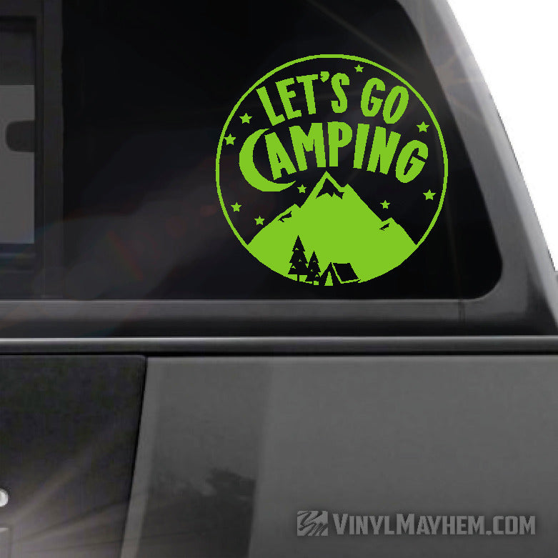 Let&#39;s Go Camping circle vinyl sticker