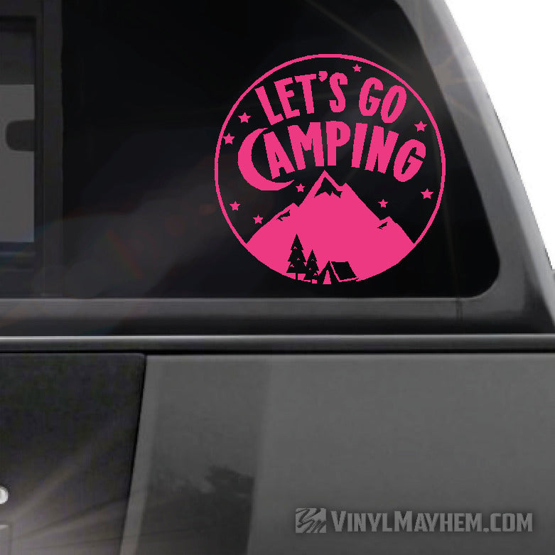 Let&#39;s Go Camping circle vinyl sticker