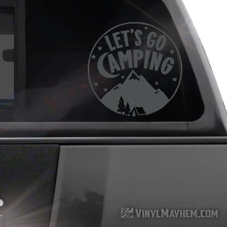 Let&#39;s Go Camping circle vinyl sticker