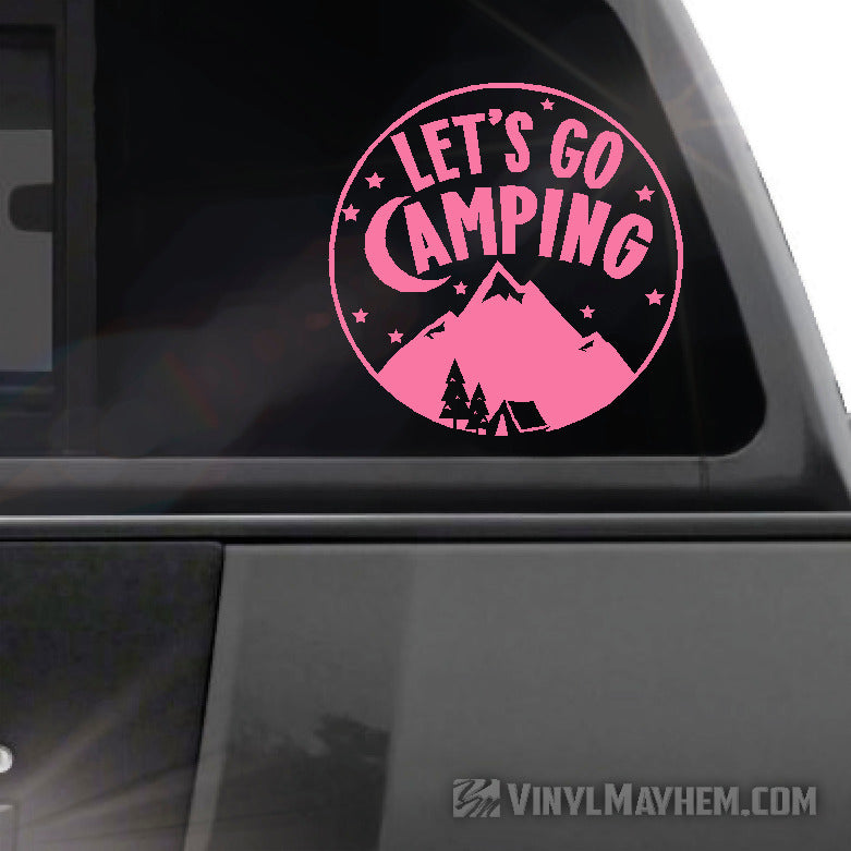 Let&#39;s Go Camping circle vinyl sticker