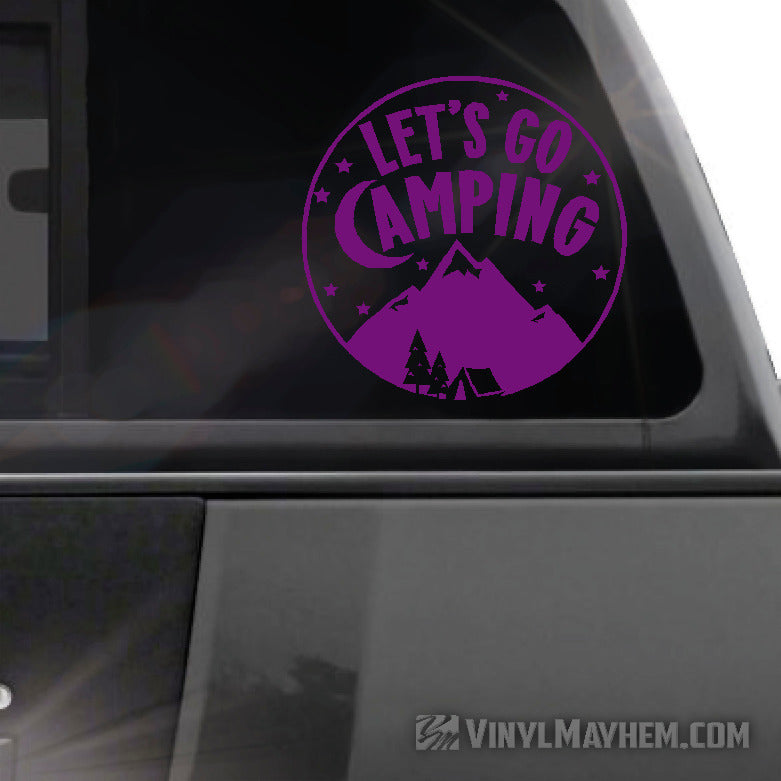 Let&#39;s Go Camping circle vinyl sticker