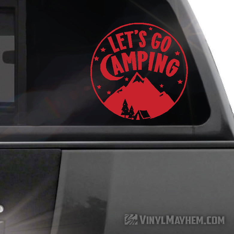 Let&#39;s Go Camping circle vinyl sticker