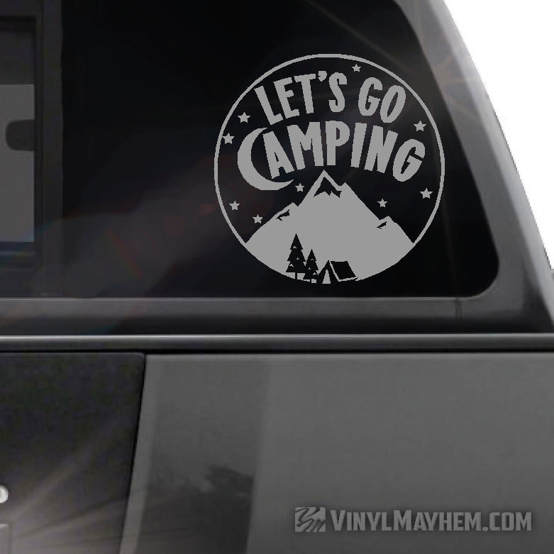 Let&#39;s Go Camping circle vinyl sticker