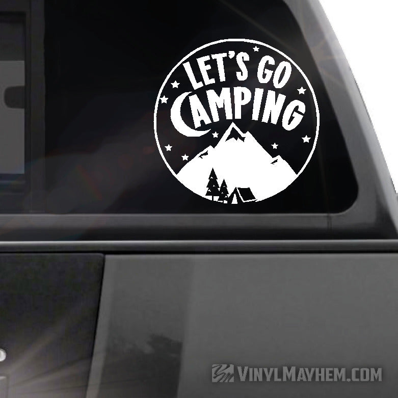 Let&#39;s Go Camping circle vinyl sticker