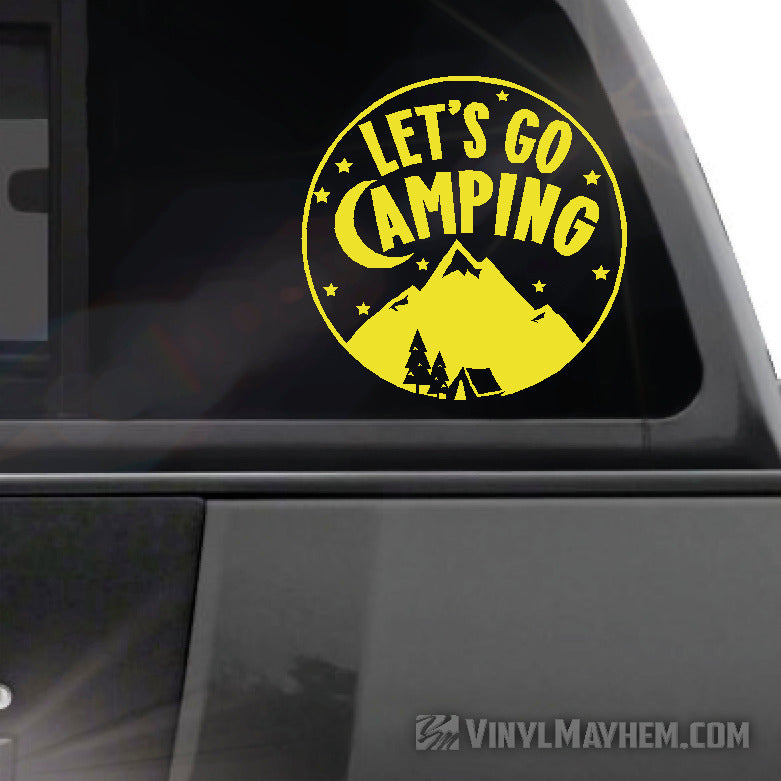 Let&#39;s Go Camping circle vinyl sticker