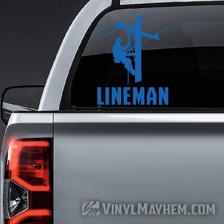 Sticker Line Men Lineman with bold text vinyl car truck suv laptop sticker decal - Vinyl ...