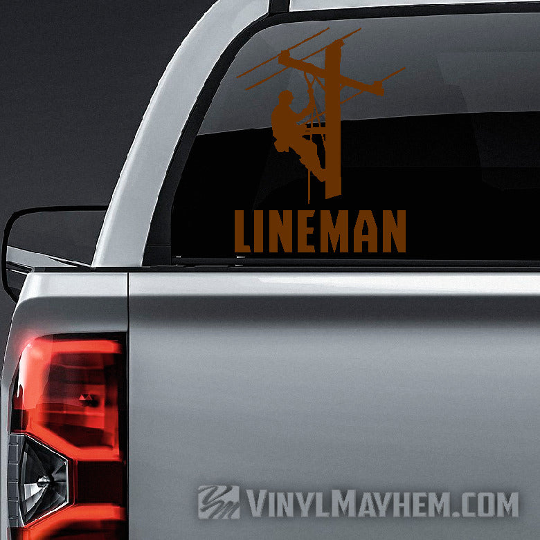Lineman with bold text vinyl sticker