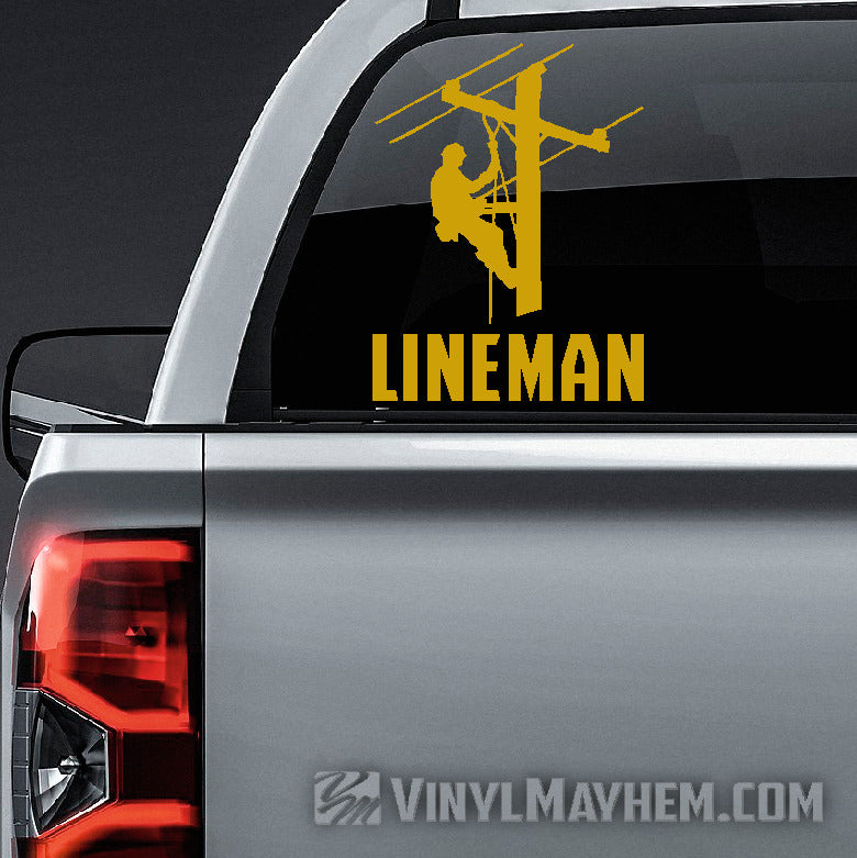 Lineman with bold text vinyl sticker