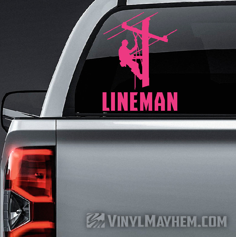 Lineman with bold text vinyl sticker