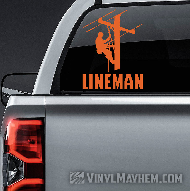 Lineman with bold text vinyl sticker