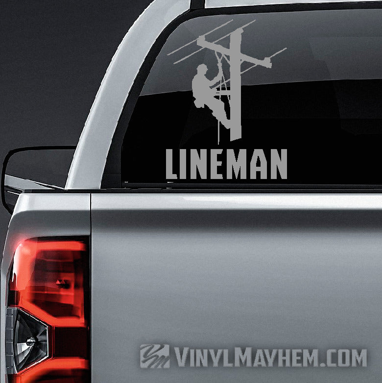 Lineman with bold text vinyl sticker
