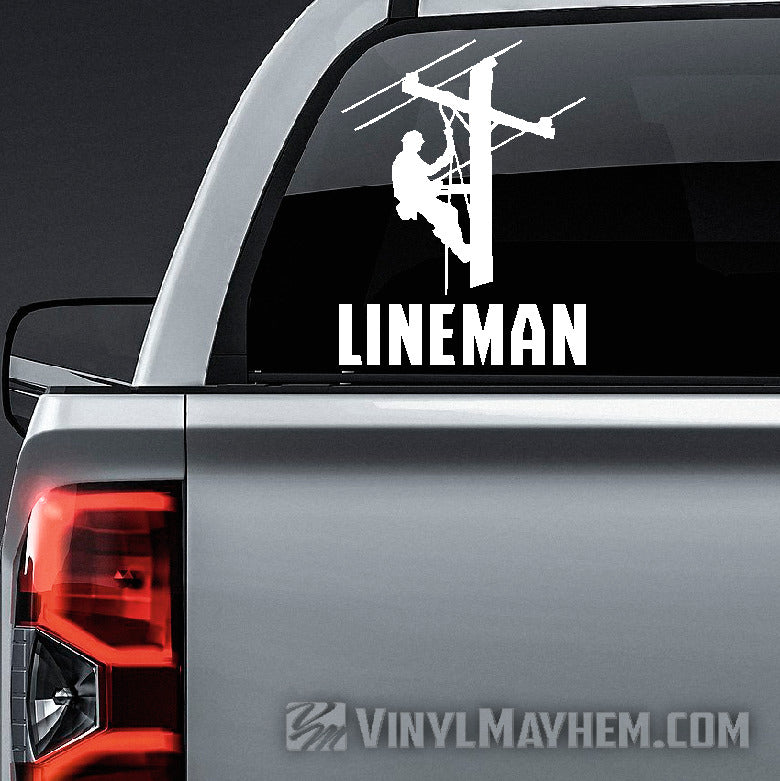 Lineman with bold text vinyl sticker