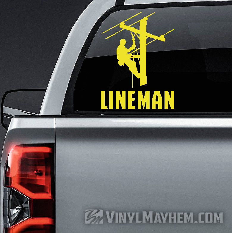 Lineman with bold text vinyl sticker