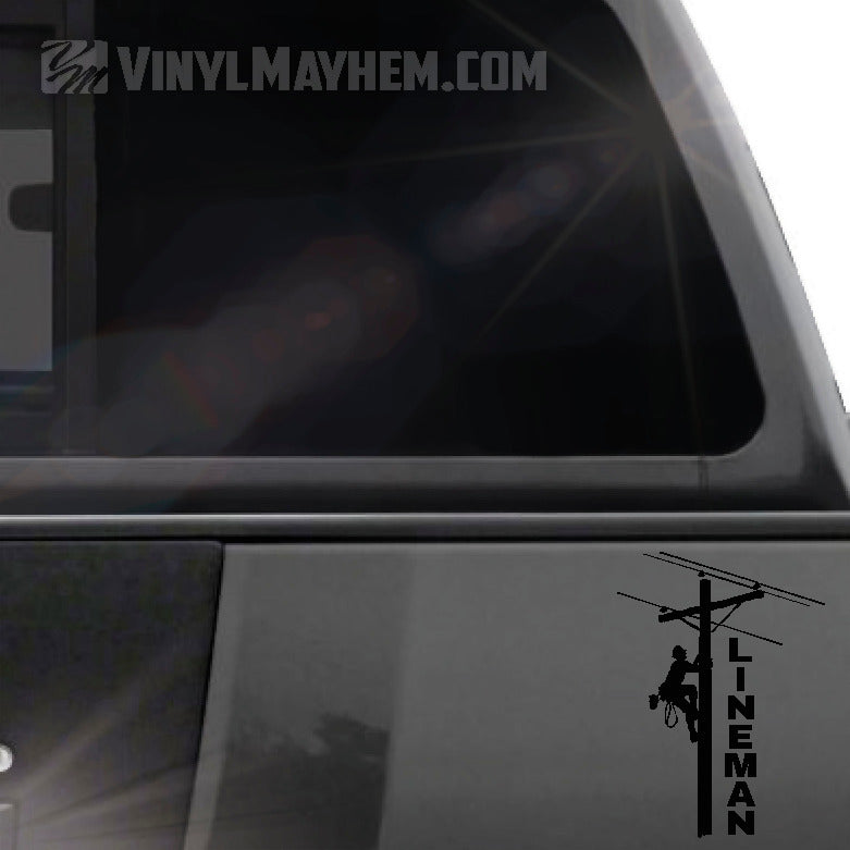 Lineman vertical text vinyl sticker
