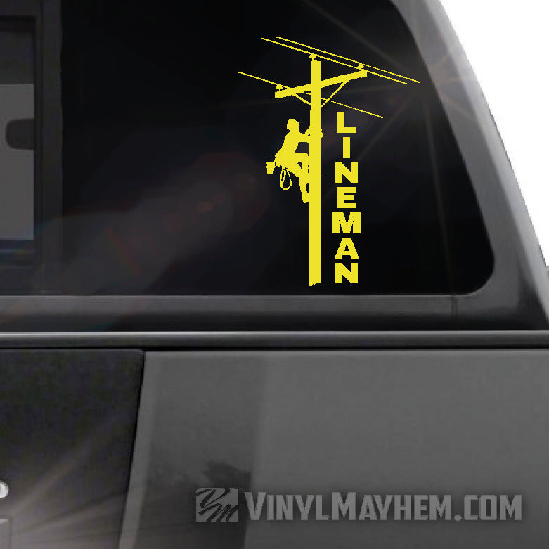 Lineman vertical text vinyl sticker