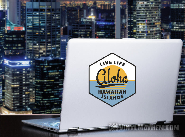 Live Life Aloha Hawaiian Islands Sunset sticker