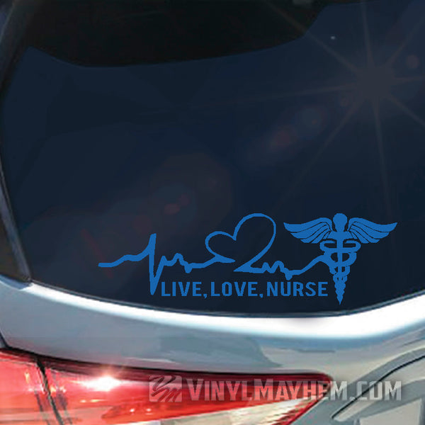 Live Love Nurse heartbeat vinyl sticker | RN Nursing Window Decals ...