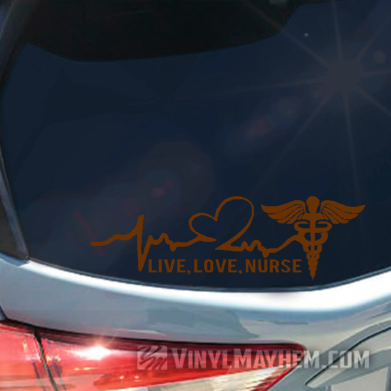 Live Love Nurse heartbeat vinyl sticker