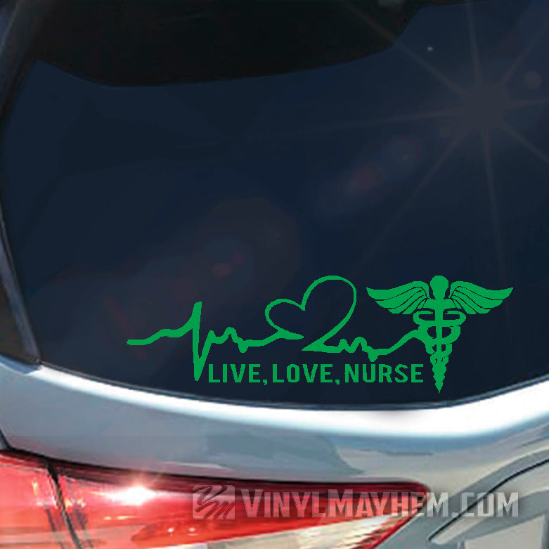 Live Love Nurse heartbeat vinyl sticker