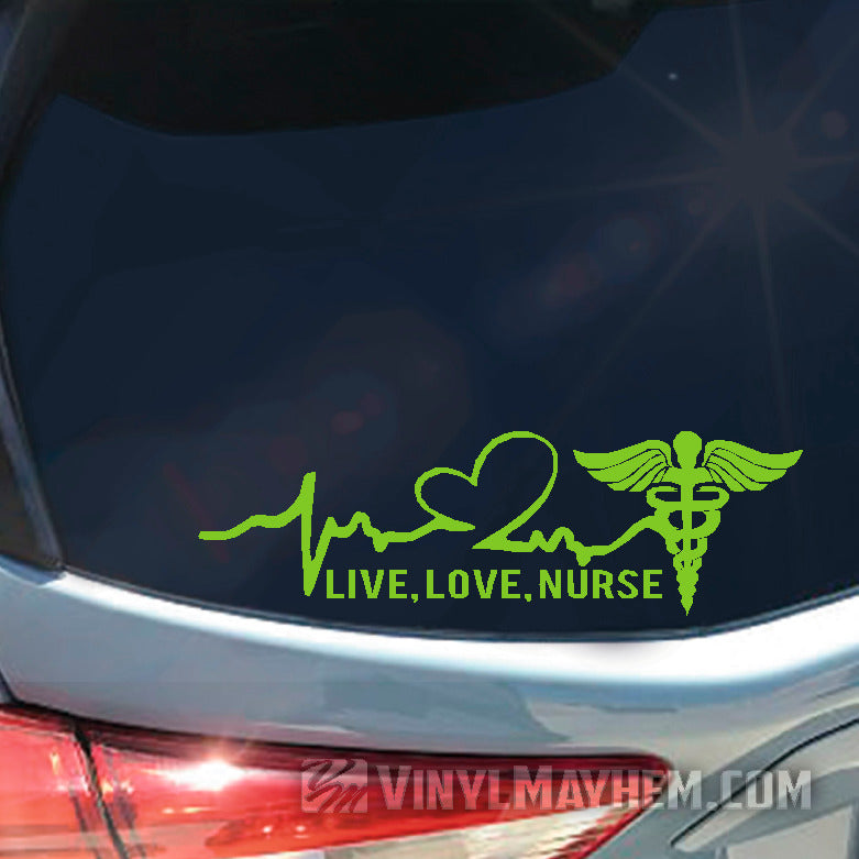 Live Love Nurse heartbeat vinyl sticker
