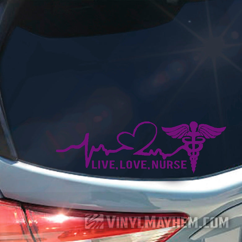 Live Love Nurse heartbeat vinyl sticker