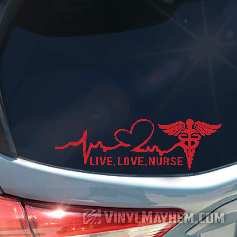 Live Love Nurse heartbeat vinyl sticker