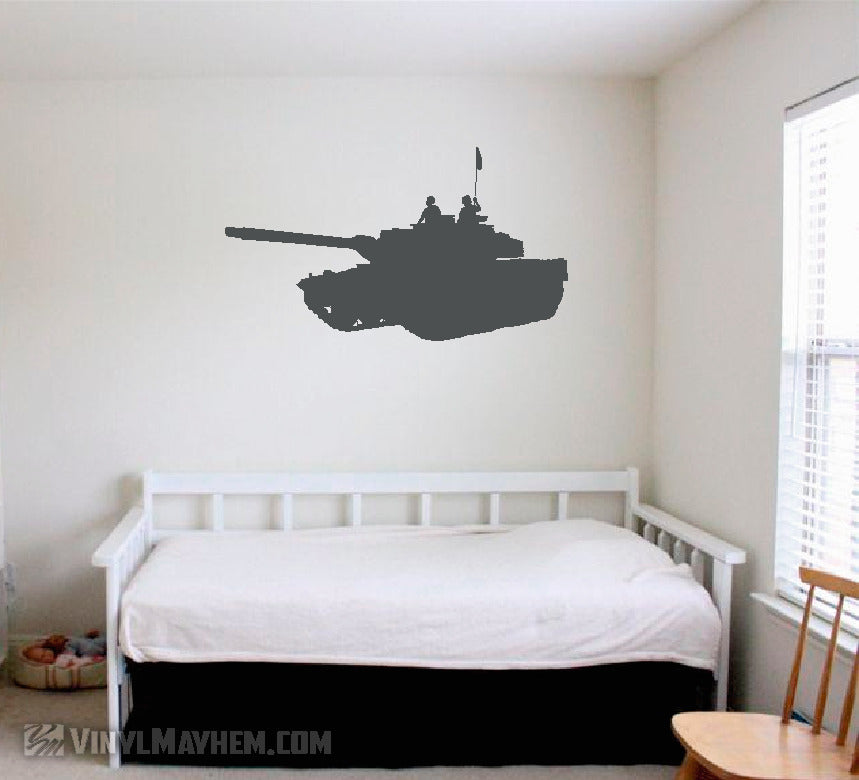 M1 Abrams tank with soldiers vinyl sticker