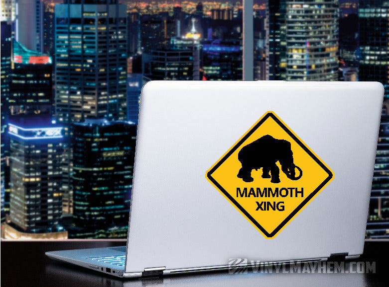 Mammoth Crossing caution road sign sticker