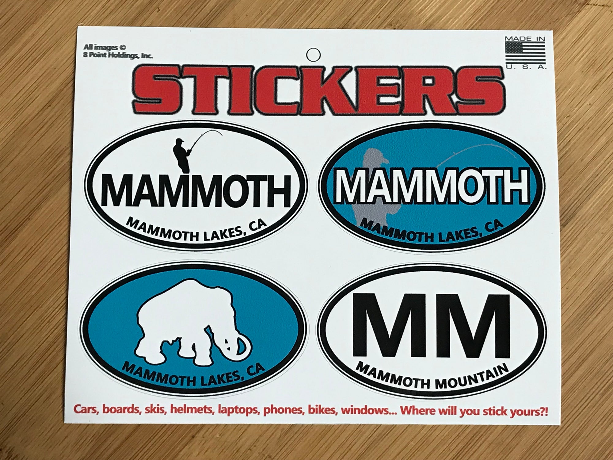 Mammoth Lakes California fishing sticker sheet
