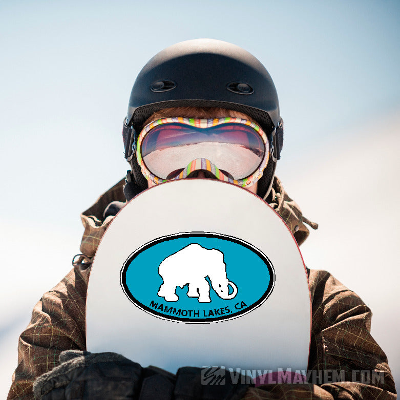 Mammoth Lakes light blue oval sticker