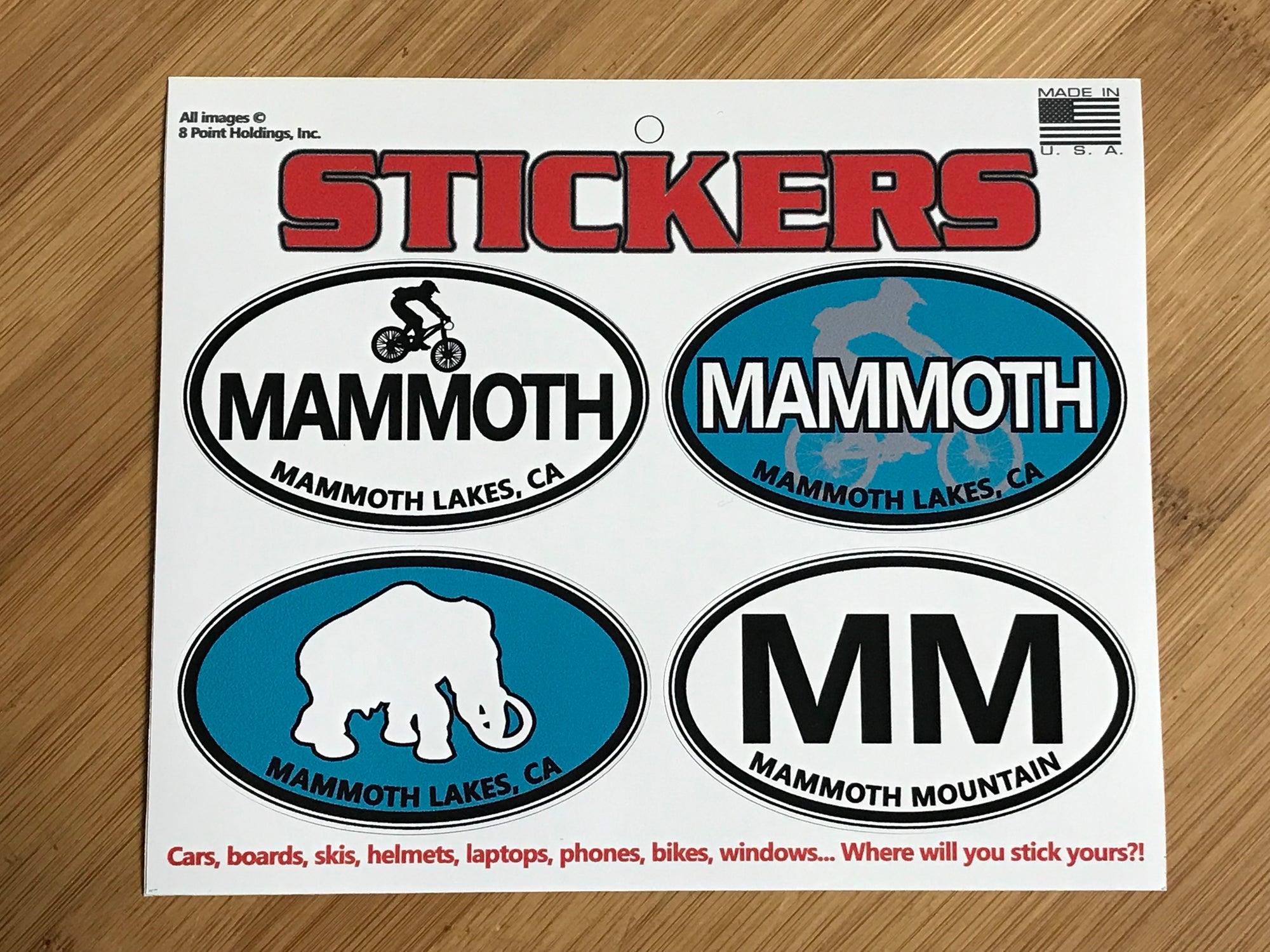 Mammoth Lakes California Mountain Biking sticker sheet
