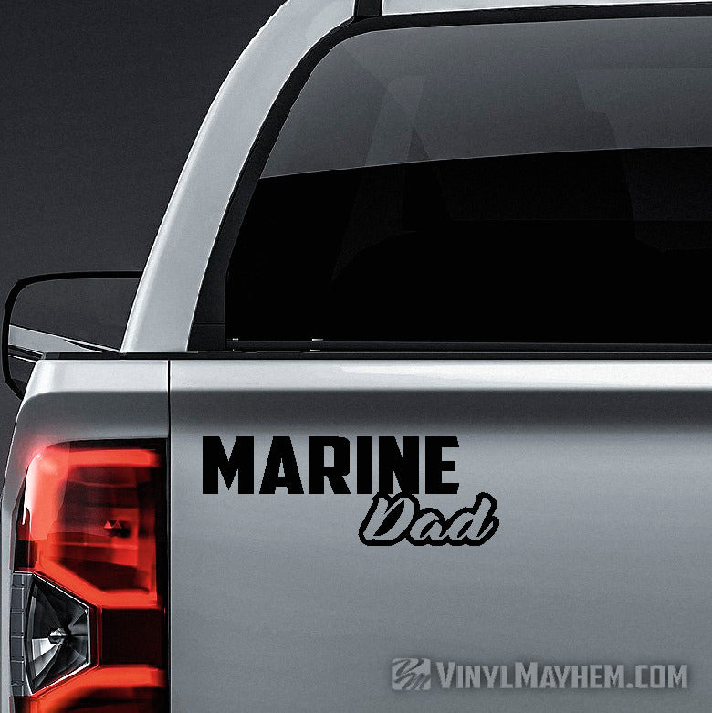 Marine Dad script vinyl sticker
