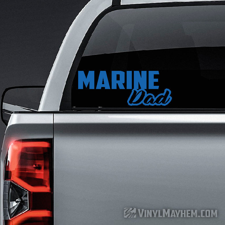 Marine Dad script vinyl sticker