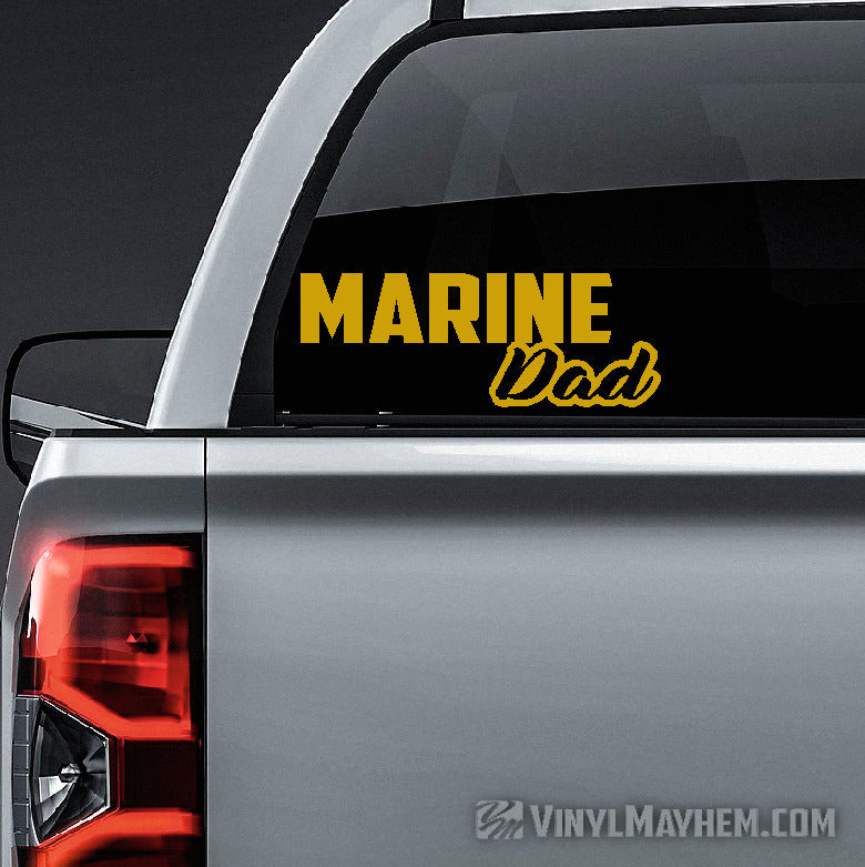 Marine Dad script vinyl sticker
