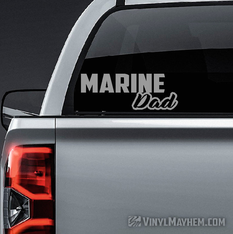 Marine Dad script vinyl sticker
