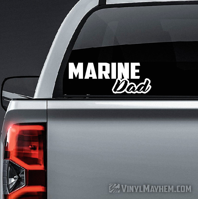 Marine Dad script vinyl sticker