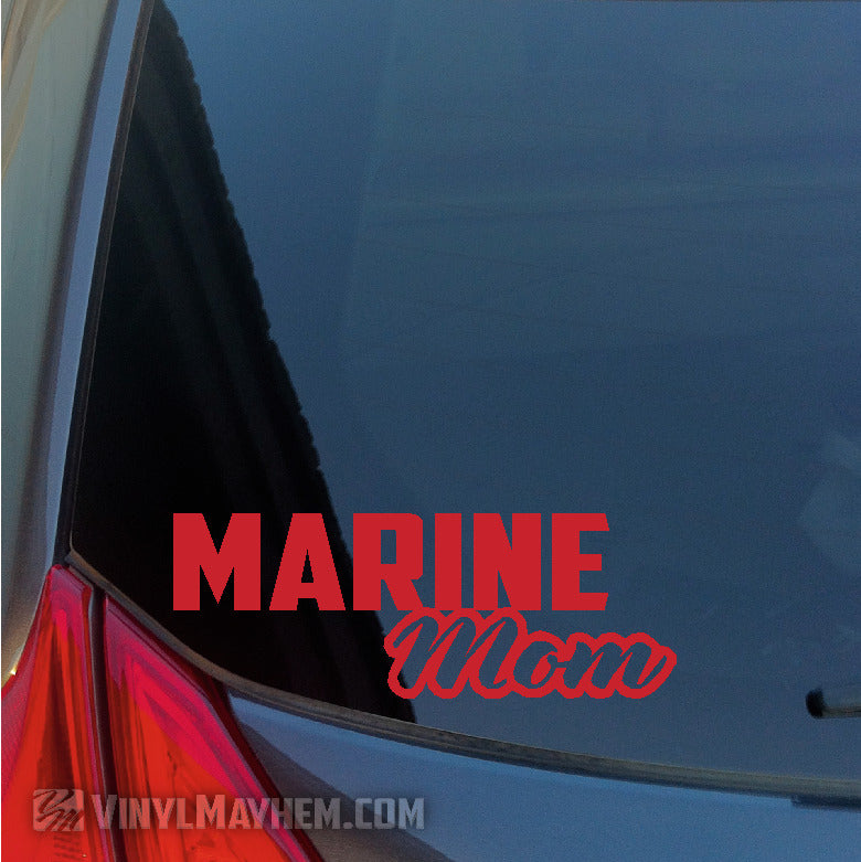 Marine Mom script vinyl sticker