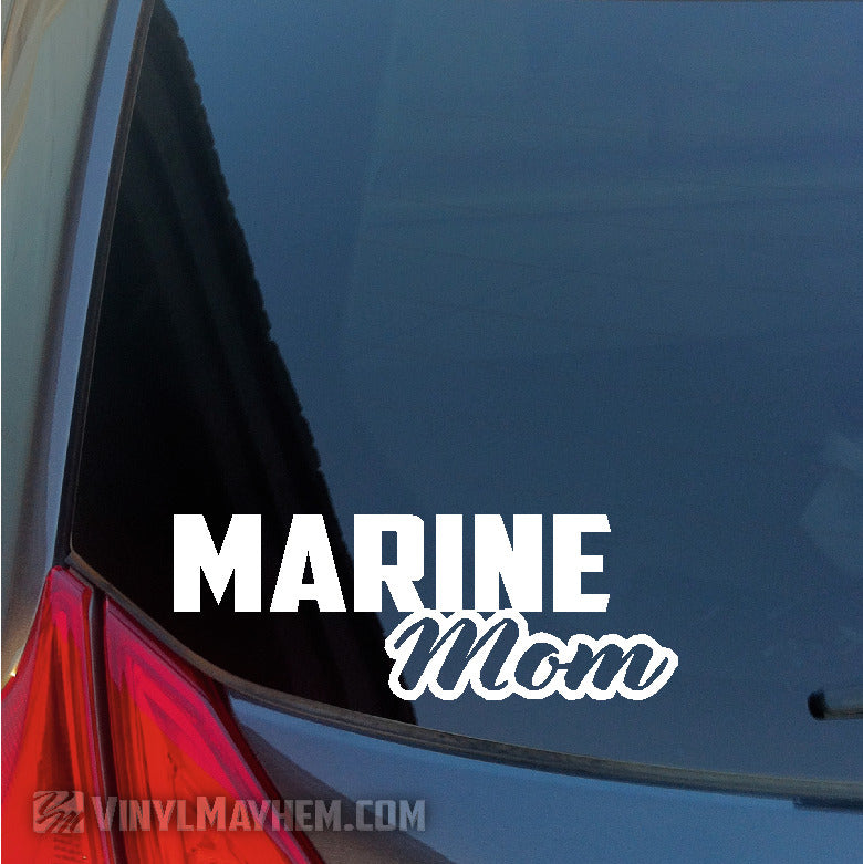 Marine Mom script vinyl sticker